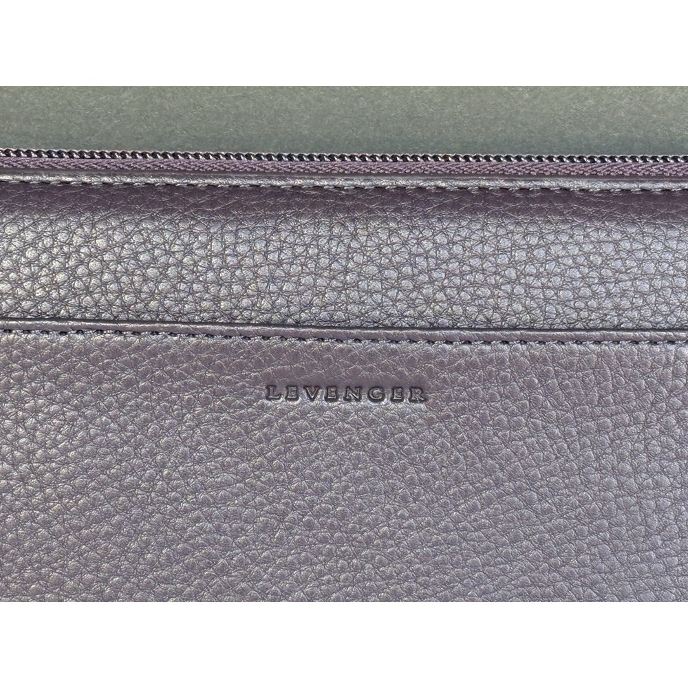 NWOT Levenger Accordion Wallet Grape Purple Pebbled Leather Zip Around RFID - Picture 4 of 12